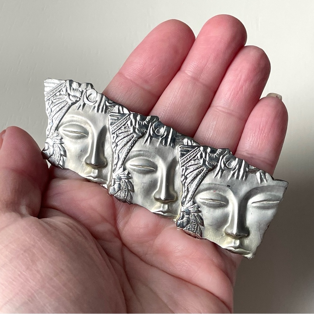 🚨🚨FINAL SALE!!🚨🚨Vtg silvertone JJ Jonette tree face brooch avant garde women - Picture 11 of 11